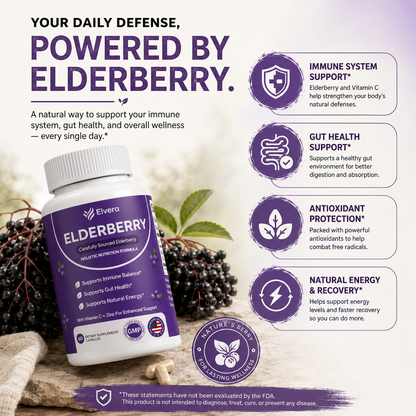 Elvera Gut Support Complex with Elderberry, Zinc & Vitamin C
